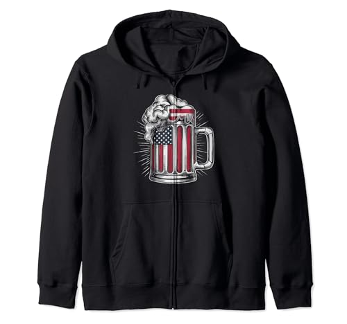 American Flag Beer USA Patriotic Drinking 4 de julio Sudadera con Capucha