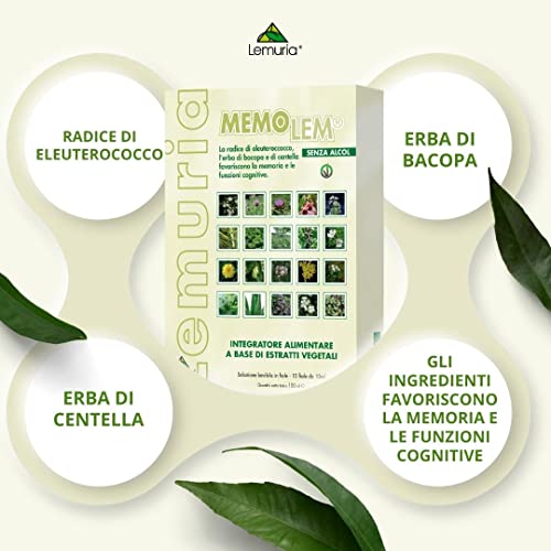Lemuria - Memolem - Per Stimolare La Memoria - Integratore Alimentare A Base Di Estratti Vegetali - 10 Flaconi Da 10 Ml - 3