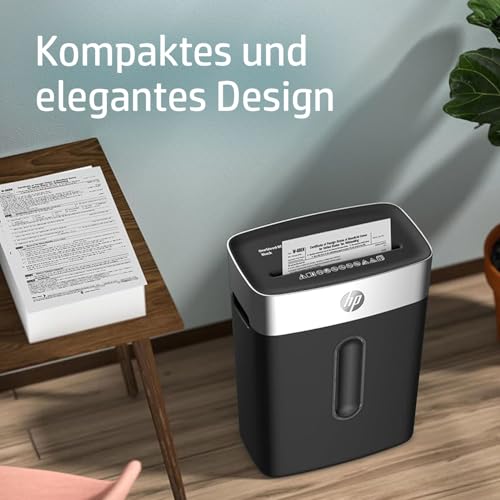 HP OneShred 8CC Black, Aktenvernichter, Sicherheitsstufe P-4, Cross Cut, 8 Blatt, 2826, schwarz/Silber, Partikelschnitt