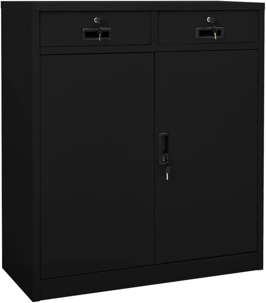 vidaXL Office Cabinet Black 35.4"x15.7"x40.2" Steel