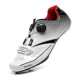 FACAI Rennradschuhe Herren Racing Radfahren Double Spine Buckle Ultraleichte Jungen Kinder Triathlon Pedal Fahrradschuhe,White-44