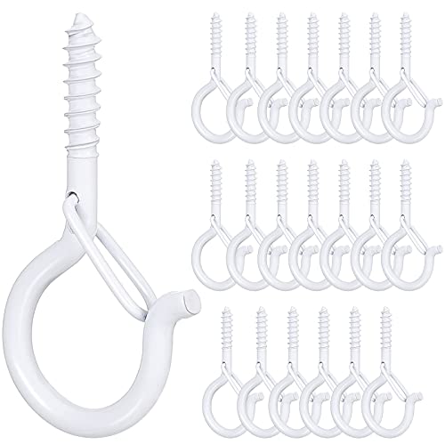 Q Hooks Ceiling Screw Hook Outdoor Lights Valentine's Day Lights Hanger Hook Cabinet Ceiling Hanger Wall Mount Hook for New Year House Garage Party Easter LED Fairy Lights (White,20 Pieces)