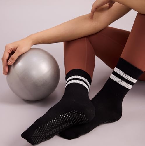 Image of Mint & Oak Full Length Yoga Grip Socks For Women (Set Of 3) | Pilates & Yoga Socks With Grips | Non-Slip Yoga, Pilates, Barre, & Gym Workouts Socks | Stylish & Versatile Women Socks