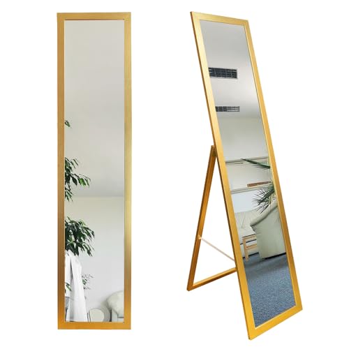 BD ART Miroir sur Pied Rectangulaire, Couleur Doré 156x36 cm