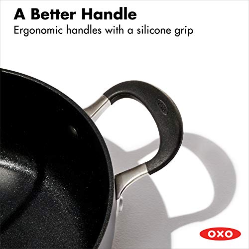 Oxo Good Grips 3Qt Chef's Pan With Lid And Helper Handle, 3-Layered German Engineered Nonstick Coating, Stainless Steel Handle With Nonslip Silicone, Black #TOP4