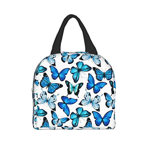 Uyeugv Blue Butterfly Lunch Bag Box For Kids Women Teens Girls Boys Insulated Lunch Bags Reusable Modern Personalized For School Work Picnic #TOP2