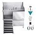 VEVOR Professional 304 Stainless Steel Dog Bathing Station, 50 inch Pet Grooming Tub w/Anti-Slip ramp, Storage Drawer, Cold Hot Faucet Showerhead, for Large & Medium & Small (Left Door, with Drawer)