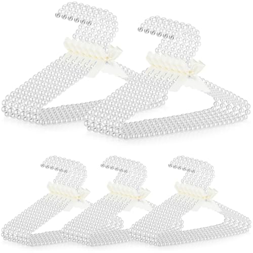 Threan White 36 Pcs Pearl Beaded Clothes Hanger Mini Pearl Hangers