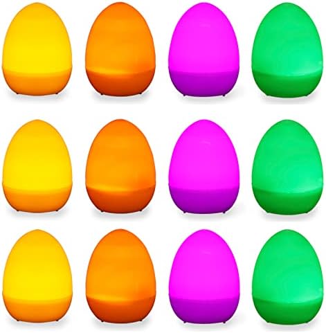 IPPON 12pcs Easter Candles,Plastic Candles Fillable Led Egg Shaped 4-Color with Batteries for Decor and Party Supplies