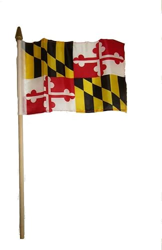 Lote de 3 banderas de madera del estado de Maryland de lujo de 6 x 9 pulgadas, 6 x 9 pulgadas Lumaglow
