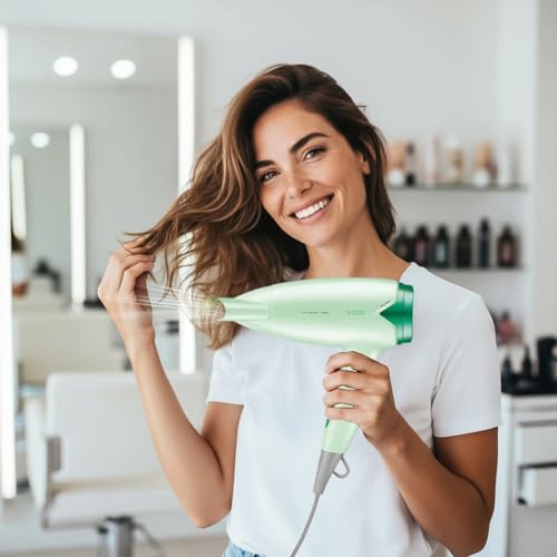 Image of VGR V-428 Foldable Hair Dryer for Men & Women | 1200 /1600W DC Motor | Cool Shot Button & 2 Speed Settings | Detachable Rear Cover | Overheat Protection | Hanging Loop (Green)