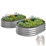 Outsunny Juego de 2 Jardineras Exterior Grandes de Acero Galvanizado