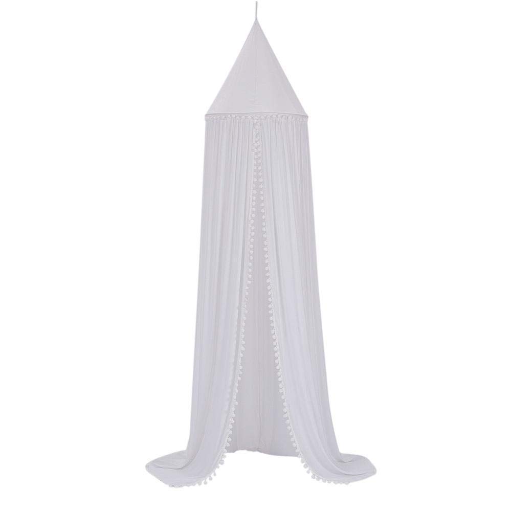 Hygrad Built To Survive Girls White Kids Bed Canopy Round Dome 240Cm Canopy For Princess Mosquito Net For Children's Bedroom Nursery Room Decoration Baby Crib (White)