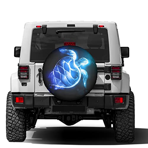 Image of Blue Sea Turtle Pattern Spare Tire Cover Dust-Proof Wheel Tire Cover Fit Trailer, RV, SUV and Many Vehicle 15 Inch