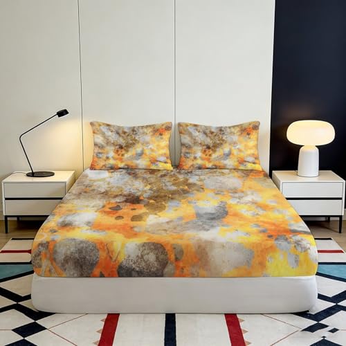 Drap-housse marbre orange 90x200 pour un décor de chambre moderne - 4