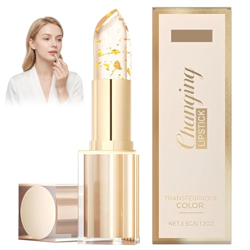 TRMPLX 1 Rossetto Adattivo al PH – Burrocacao Trasparente con Foglia d’Oro, Cambia Colore con la Temperatura, Trucco a Lunga Durata 24h
