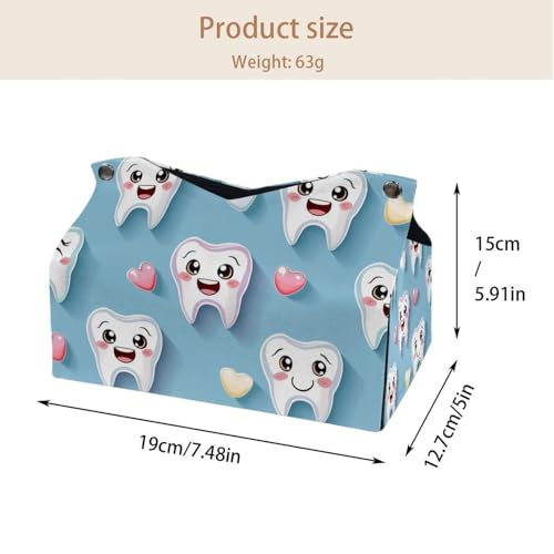 Boîte à mouchoirs professionnelle motif dents mignonnes bleu pour établissement - 5