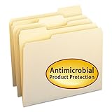 Smead File Folder with Antimicrobial Product Protection, 1/3-Cut Tab, Letter Size, Manila, 100 per Box (10338)