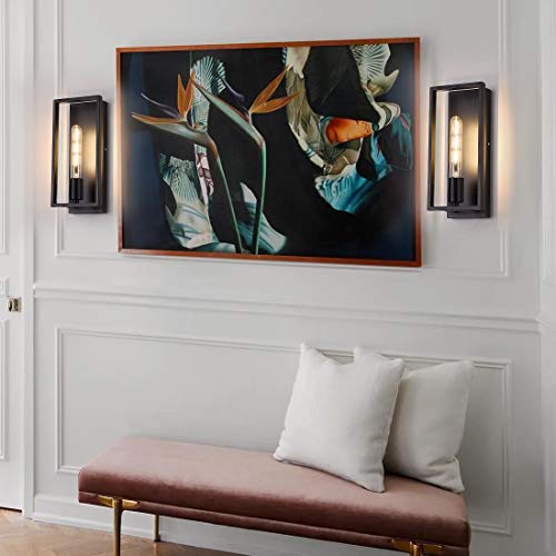 Wall Sconce Set Of 2, Matte Black Wall Light Fixtures,Bulb Included,Rustic Wall Sconce Lighting For Living Room,Bedroom,Entryway,Hallway,And Stairway #TOP3