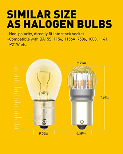 Image of AUXITO Upgraded 1157 LED Bulbs Amber Yellow Turn Signal Light, Super Bright 2057 2357 3496 7528 LED Lights for Blinker Turn Signal Bulbs, Tail Brake Light, Parking Light, Side Marker Light, Pack of 2