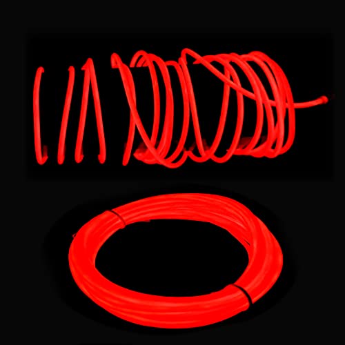 Image of dobestyou Red EL Wire -3m Glow-in-The-Dark Electroluminescent Wire with Controller, Waterproof Flexible Light Strip for Halloween Costumes, Cosplay, Rave Parties & DIY Nighttime Decorations