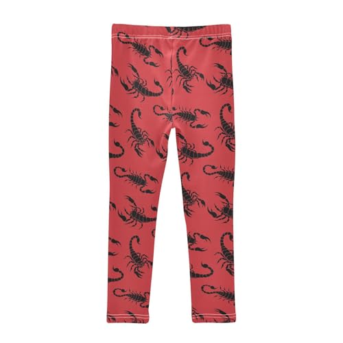 Girls Basic Leggings Baby Girls Pants Scorpions Red Soft Footless Stretchy Tights Pants 4-10Y2