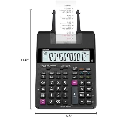 Casio HR-170RC Printing Calculator, Black, 2.6 x 6.5 x 11.6