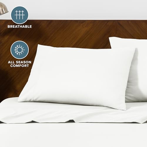 Image of Bare Home Microfiber Pillow Cases - Standard Size Set of 2 - Cooling Pillowcases - Double Brushed - Easy Care - Envelope Closure (Standard Pillowcase Set of 2, Cream)