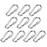 Yosoo Health Gear Karabinerhaken, Edelstahl-Federkarabiner, 10 Stück, M5, 304-Stahl, 90 Kg Tragkraft, Glatter, Gratfreier Schnellclip für Sicherheitsseilschaukeln, Zum Aufhängen Im Freien