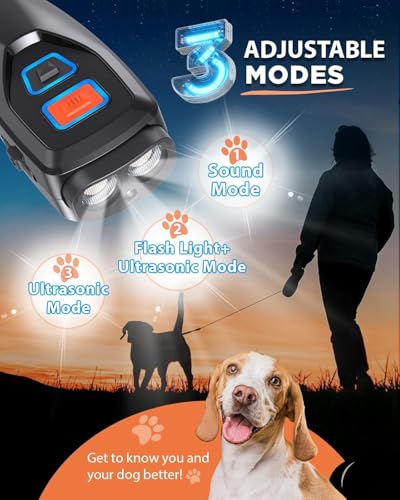 DynVapor Dog Bark Deterrent Device, Ultrasonic Dog Trainer with 3 Modes, 50ft Range Anti Barking Device, Stops Unwanted Barking & Improves Dog Behavior, Dog WhistleSafe for Indoor Outdoor Use(Black) — view 6