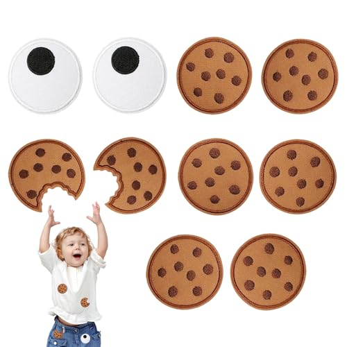 10 Pièces Thermocollants Biscuit, Patch Thermocollant Enfant, Écusson Thermocollant Forme de Biscuit, Mignon Stickers Tissu Thermocollant pour Jeans Sacs à...