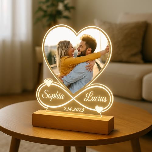 Lámpara LED personalizable de mesa con grabado de pareja miniatura 7