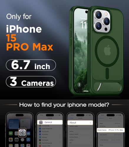 Image of Magnetic Compatible with iPhone 15 Pro Max Case, [Built-in Invisible Kickstand][Compatible with MagSafe] [Military Grade Shockproof] Slim Translucent Matte Phone Case for iPhone 15 Pro Max 6.7 inch