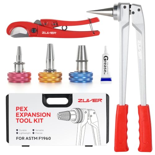 ZUVER Pipe Expansion Tool for PEXa Tube ASTM F1960 Compliant - Featuring 1/2 3/4 1 Expander Heads and Cutting Plier ProPEX Expander Kit