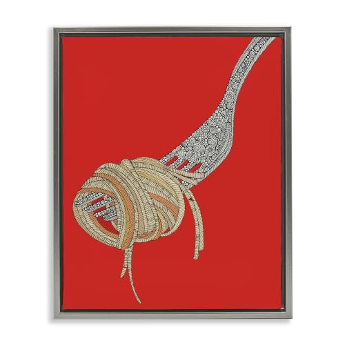 'Pop Style Spaghetti Fork Intricate Fractal'| Floating Frame Canvas Art