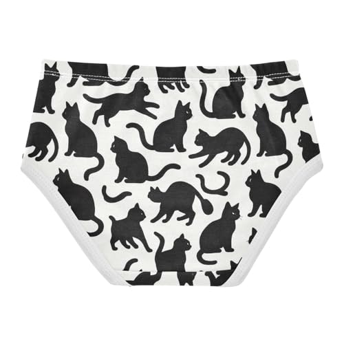 Joisal Black Cat White Silhouette Cute Panties Girl Toddler Underwear Floral Cotton Flower Kids Undies Briefs 2t2