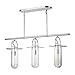 Feiss KC1023PN Restoration Three Light Linear Chandelier from Nuance Collection in Polished Nickel Finish, 45.00 inches