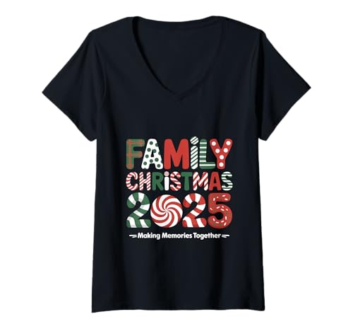 Mujer Family Christmas 2025 Matching tee Squad Xmas Family Camiseta Cuello V