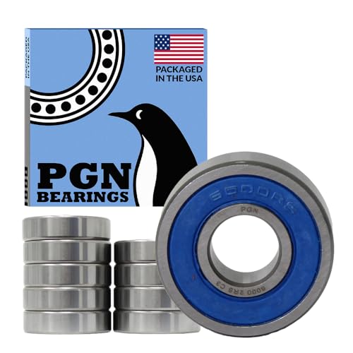 PGN (10 Pack) 6000-2RS Bearing - Lubricated Chrome Steel Sealed Ball Bearing - 10x26x8mm Bearings with Rubber Seal & High RPM Support