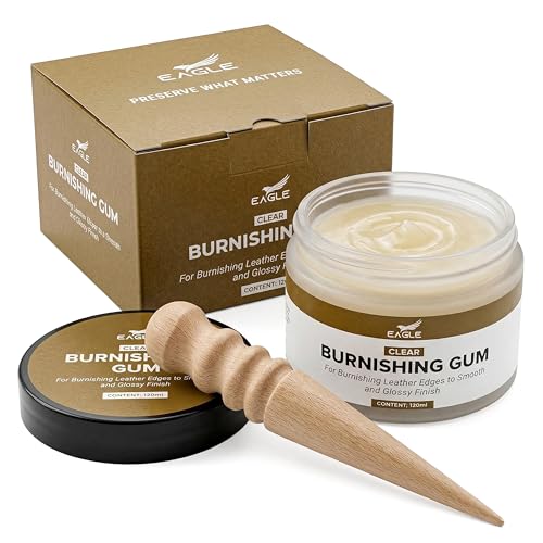 Leather Burnishing Gum Edge Finish Kit Clear Leather Edge Sealer for Smooth Glossy 4oz with Wood Slicker