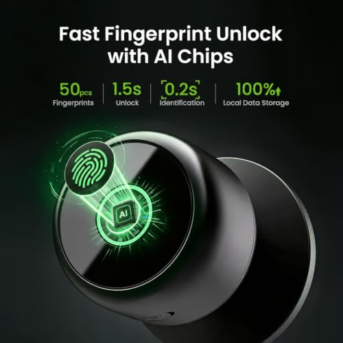 Image of GHome Smart Door Knob Lock with Fingerprint & App Control for Bedrooms