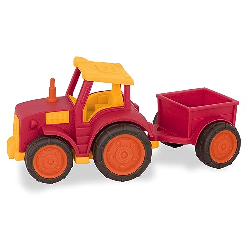 Image of Battat- Wonder Wheels- Red Toy Tractor And Trailer – Farm Toys For Kids, Toddlers – Pretend Play - Recyclable Materials – 1 year +