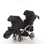 ZWILLINGSKINDERWAGEN GESCHWISTERWAGEN ZWILLINGSBUGGY TWIN JUNAMA DUO SLIM INDIVIDUAL (03. Schwarz-Rosegold, 3IN1)
