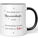 JUNIWORDS Tasse, Stark genug um ein Pflanzenverkäufer zu sein. Verrückt genug, um genau diese Arbeit zu lieben, Schwarz (6134591)