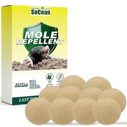 SuCean Mole Repellent Balls Effective Mole Deterrent for Gardens UK Easy to Use Mole Repellent for Outdoors 9PCS