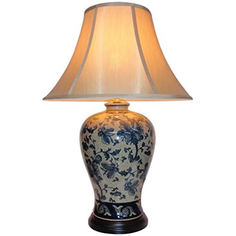 DOWNTON INTERIORS UK's Largest Range of Porcelain Lamps - Large Oriental Ceramic Table Lamp (M3959) Cover