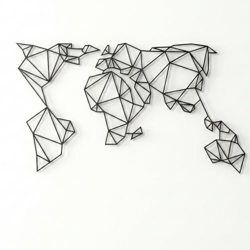 DEKADRON Geometric Metal World Map