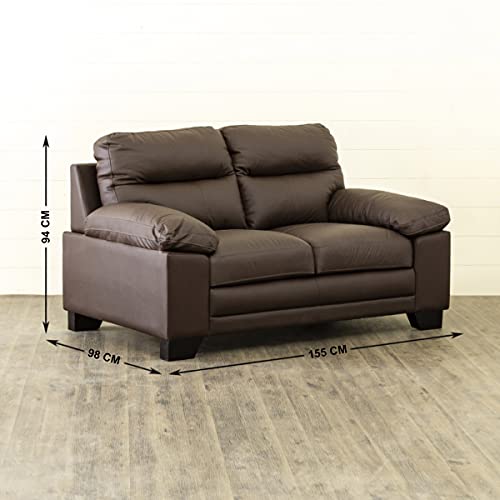 Image of Home Centre Whinchister Dark Brown Half Leather 2 Seater Sofa - Length 155 cm (WHINCHISTER-2STR)