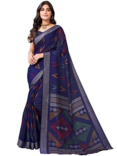 Satrani Women'S Poly Cotton Saree With Unstitched Blouse Piece