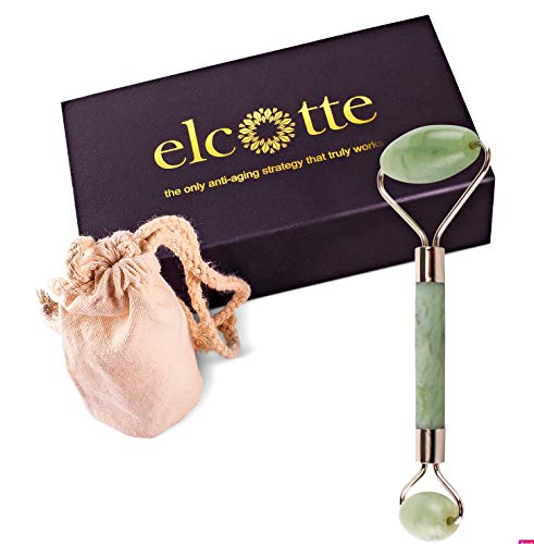 Original Jade Roller No Squeak Upgrade Top Quality 100% Natural Stone Anti Aging for Face Eye Bags Therapy Facial Roller Neck Healing Slimming Massager Anti Wrinkle Anti Puffiness and Skin Rejuvenate